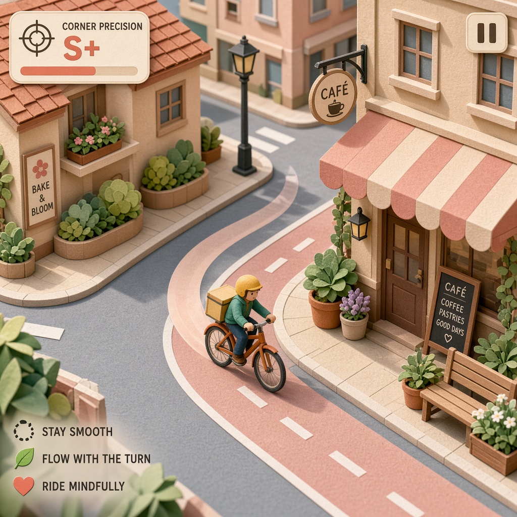 Corner Precision turn past Cafe Corner awning